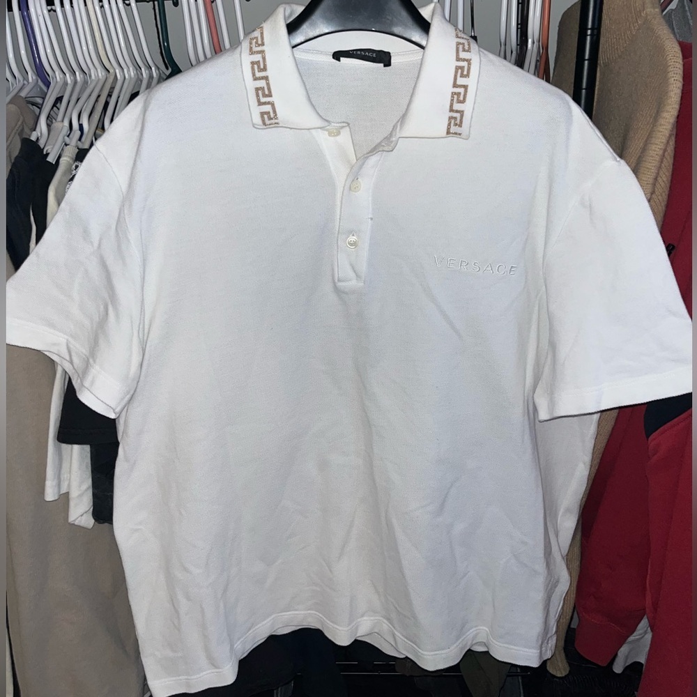 2021 Versace Greca Embroidered Logo Polo Shirt
